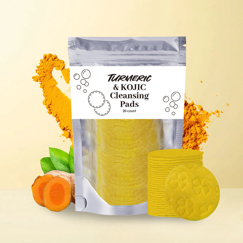 Turmeric Exfoliating Cleansing Pads Compressed Facial Sponges Skin Care Tools For