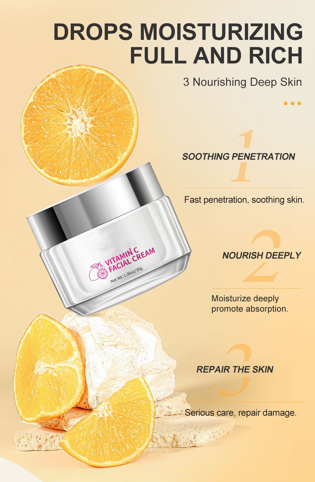 Vitamin C Brightening Face Cream – Hydrating, Anti-Aging & Skin Tone Correcting Moisturizer