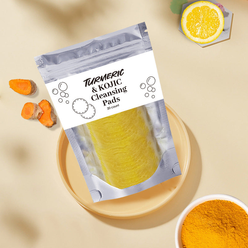 Turmeric Exfoliating Cleansing Pads Compressed Facial Sponges Skin Care Tools For